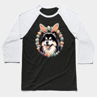 Finnish Lapphund Celebrates Easter with Bunny Ears Baseball T-Shirt